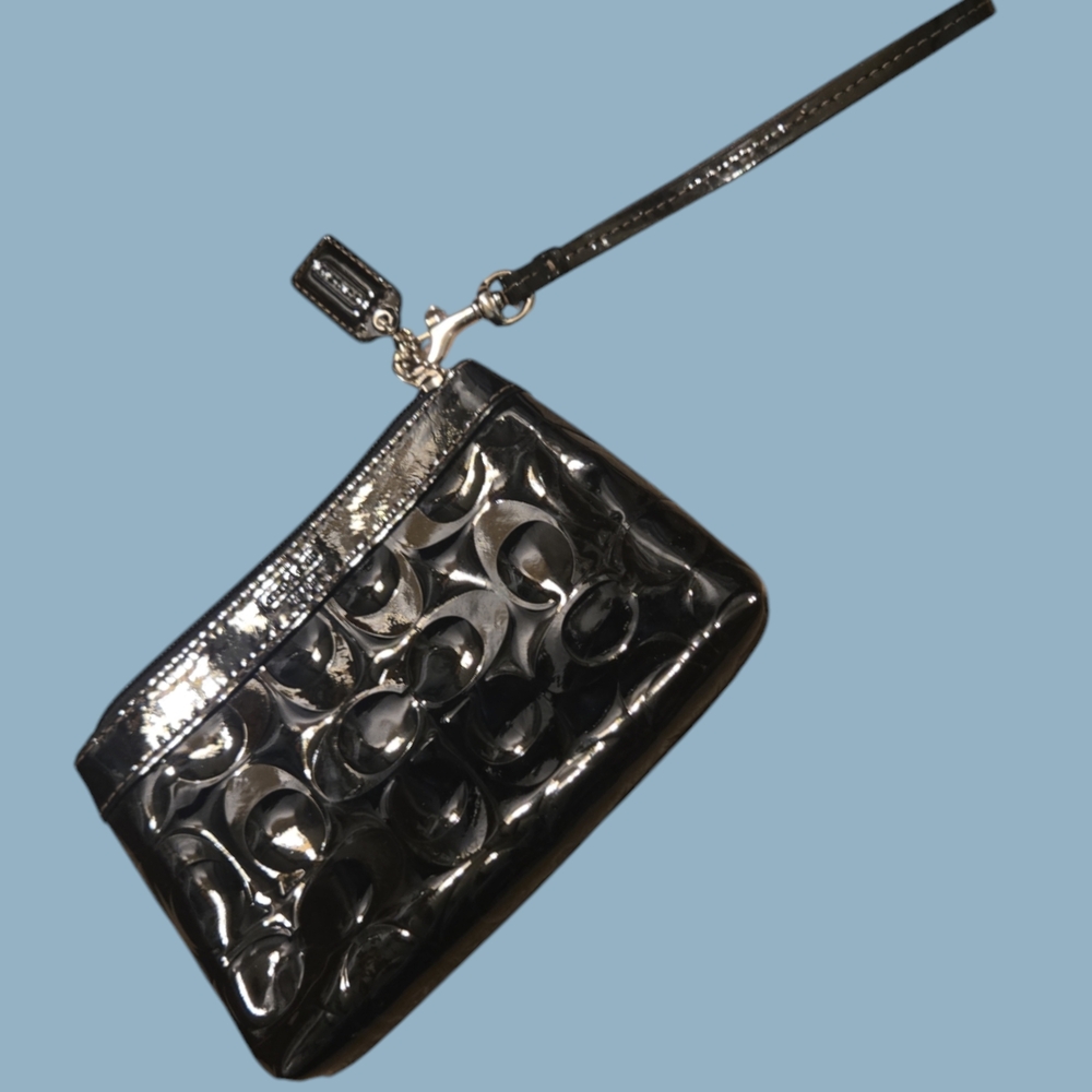 Black Patent Leather COACH Wristlet